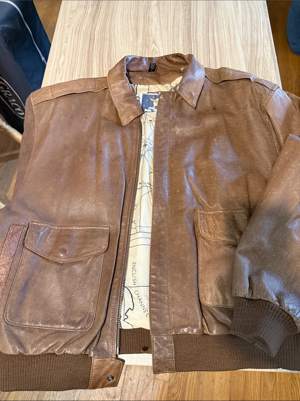 Men's Brown Leather Bomber Jacket - Classic Flight Style